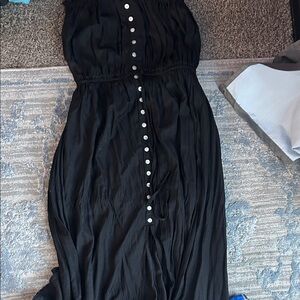 Glam Black Maxi Dress with Button Detail